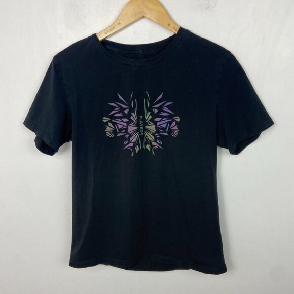 Playboy Black T-Shirt Short Sleeve Crew Neck Tee Graphic Size Small Top Floral - Picture 4 of 12